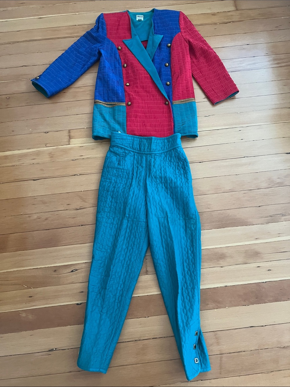 Vintage Jeanne Marc set suit pants sz M 12/14 jacket and pants colorful.